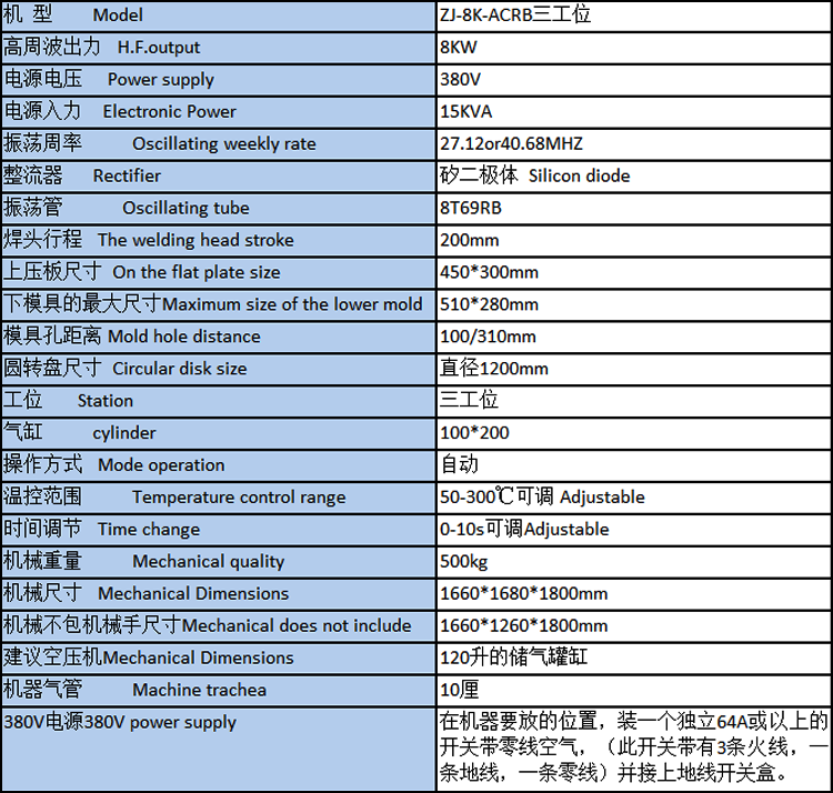 全自動高周波機(jī)技術(shù)參數(shù)